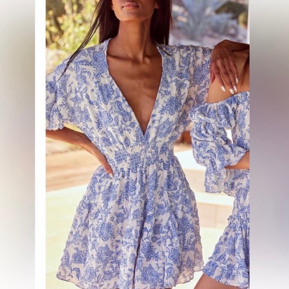 NWOT Misa Blue Crush Eight Mini Floral Dress Size Small